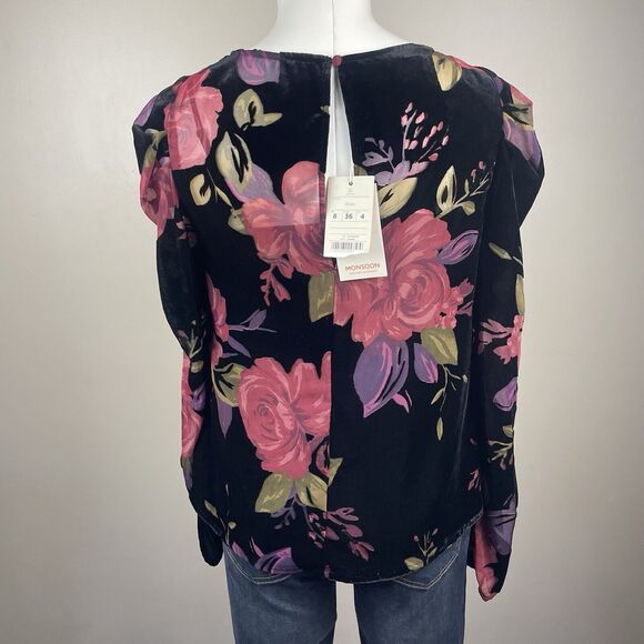 NWT MONSOON Size 4 JOANNA VELVET Burnout Floral  PRINT Blouse Witchy Whimsy Goth - Picture 5 of 10